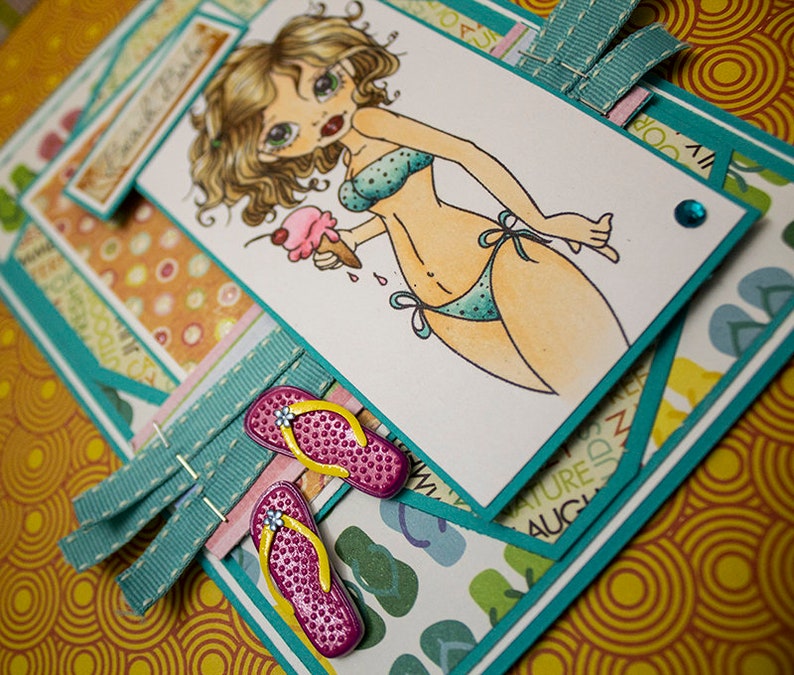 Beach Babe Handmade Greeting Card image 2