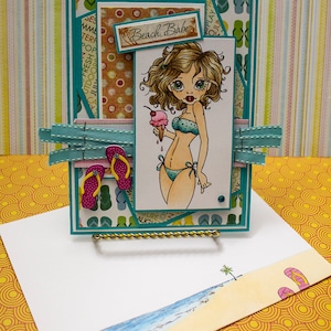 Beach Babe Handmade Greeting Card image 1
