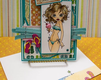 Beach Babe -  Handmade Greeting Card