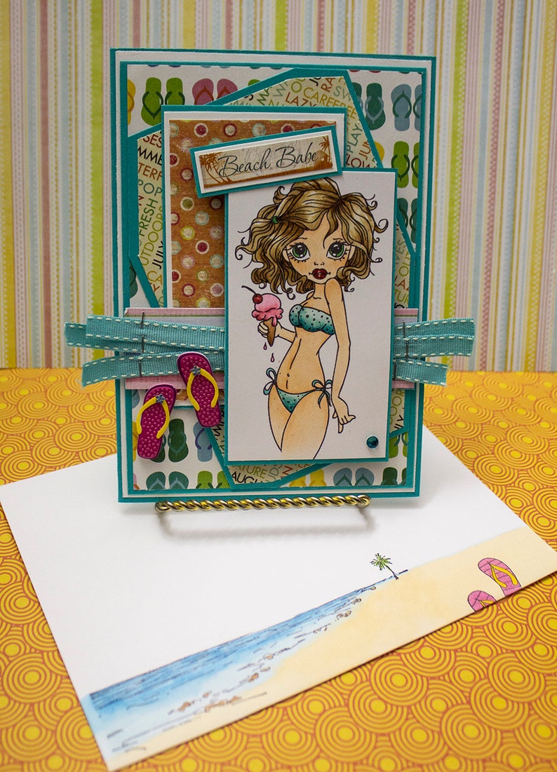 Beach Babe Handmade Greeting Card image 1