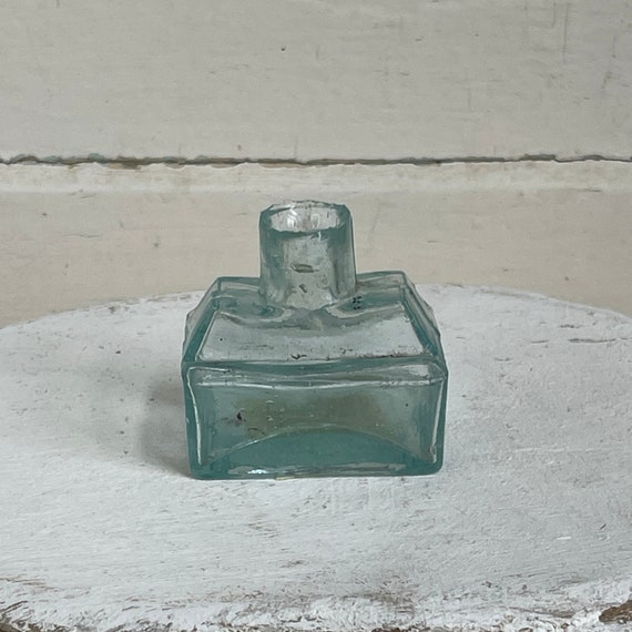 Antique Inkwell - Rectangular Light Blue Glass III - image 1