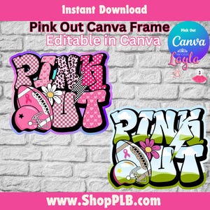 Pink Out Canva Frame | Editable Breast Cancer Awareness Design | Pink Out Game Sublimation | DTF Printable | Instant Download