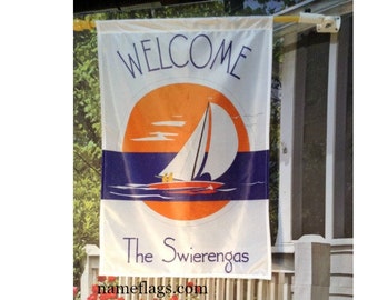 Personalized Sailboat Flag, Garden or House Flag, Sailing Flag 2