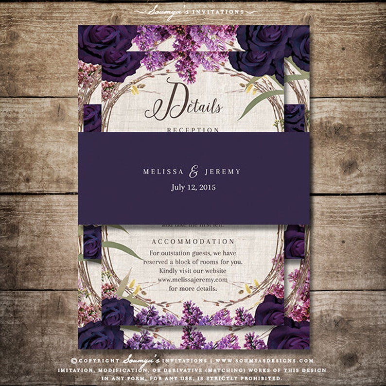 Enchanted Forest Fairytale Wedding Invitation Purple