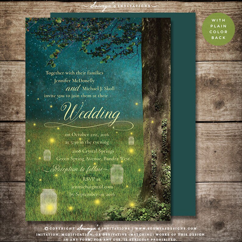 Enchanted Forest Wedding Invitation Garden Lights Mason