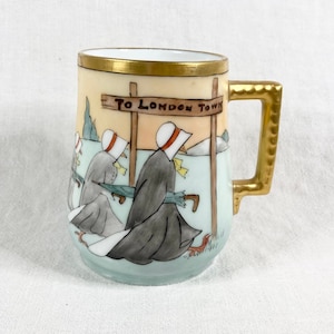 Porcelain Child&#39;s Nursery Rhyme Cup, Hand Painted Antique