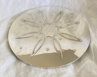 Sterling onderzetter, handdoekzilver 6" MCM Atomic Hot mat