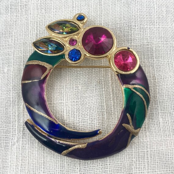 Signed ECD 1980s Statement Brooch, Large Colorful… - image 4