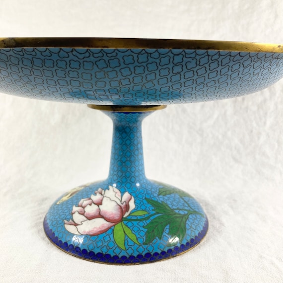 巨大な 11 インチの七宝焼きコンポートまたはタッツァ、シノワズリ