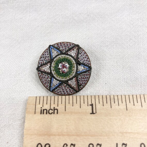 Micro mosaic Brooch , Millefleur Italian Glass Pin - image 4