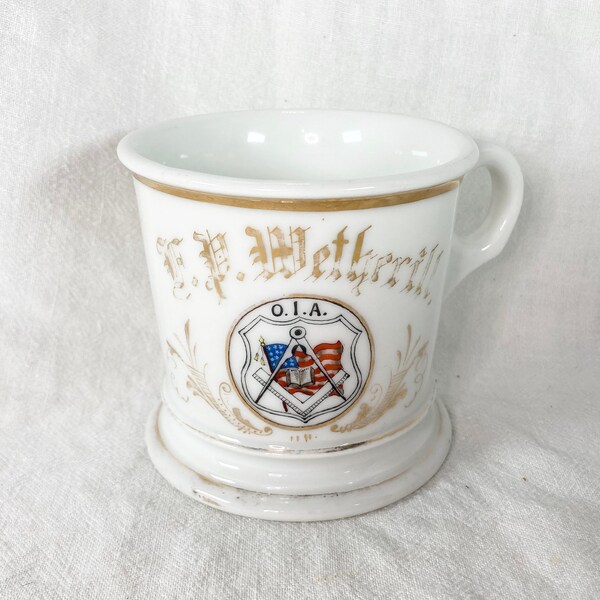 Antique Shaving Mug- Freemasons Masonic OIA FP Wetherill