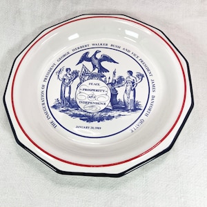 1989 Presidential Inauguration Commemorative Dish, Mottahedeh USA HW Bush Quayle Pfaltzgraff