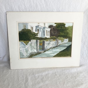 Acuarela original de Steve Zazenski, "Along South St, Rockport, Massachusetts", obra sin marco, firmada por el artista.