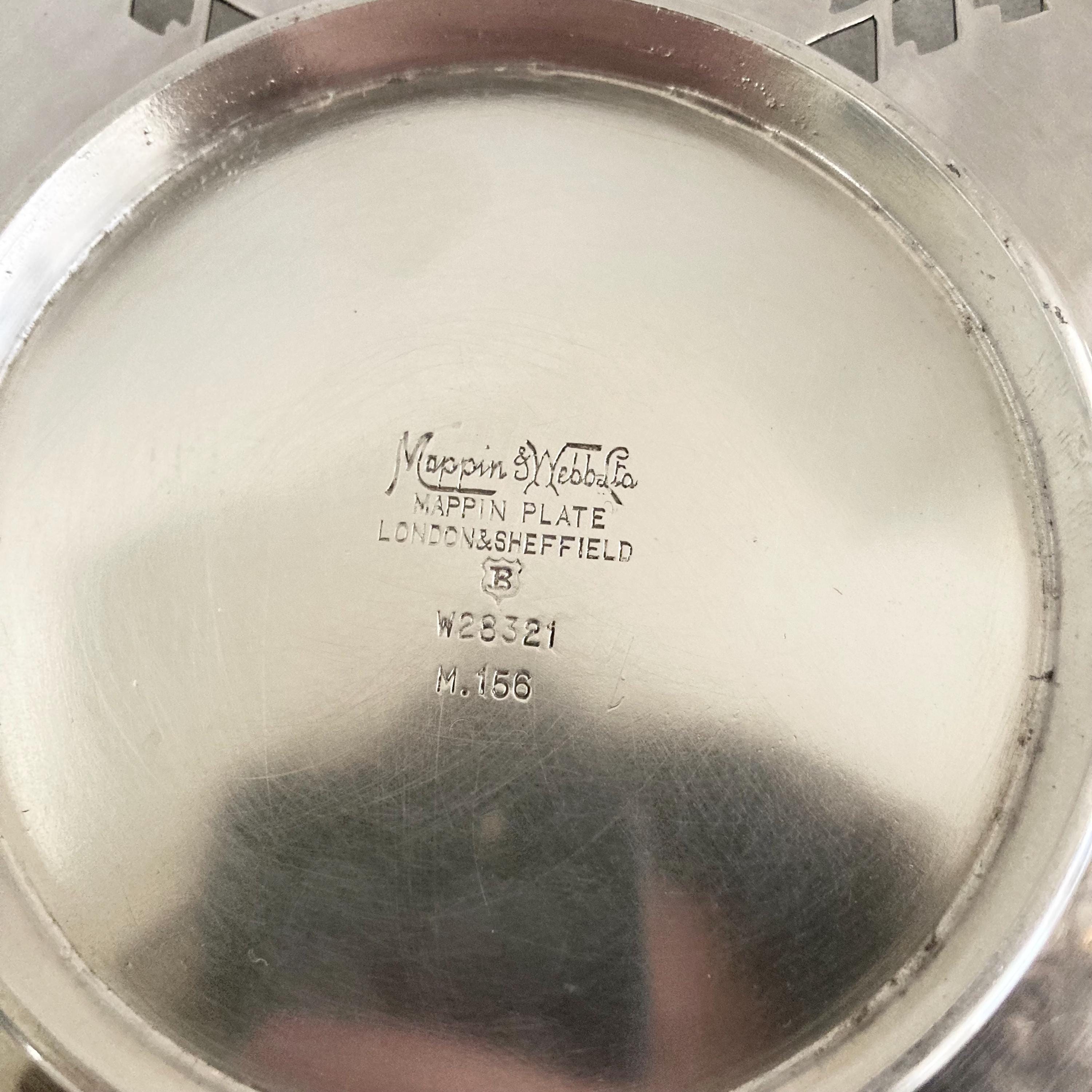 Mappin and Webb Silver Plate Salver Tray, Pierced Design 9.5