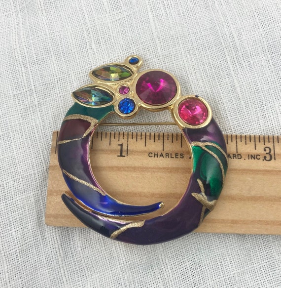 Signed ECD 1980s Statement Brooch, Large Colorful… - image 3