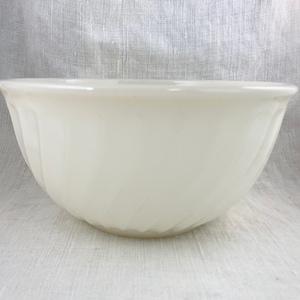 1950s Vintage 8” Swirl Fire King Milk Glass Bowl