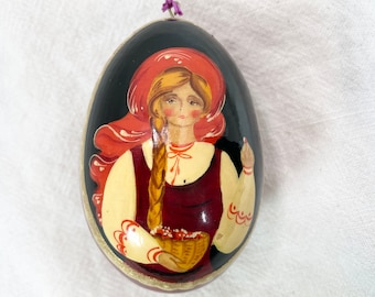 Adorno de huevo pintado a mano, decoración lacada para árbol de Pascua