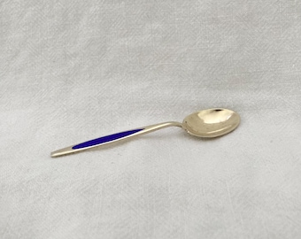 Vintage 70s Meka Denmark Demitasse Enameled Gold Tone Spoon