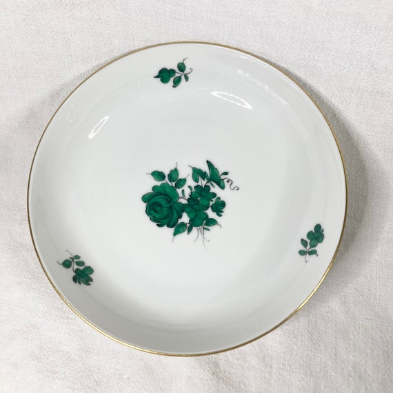 Augarten Vienna Porcelain Bowl, Green Maria Theresia Flower