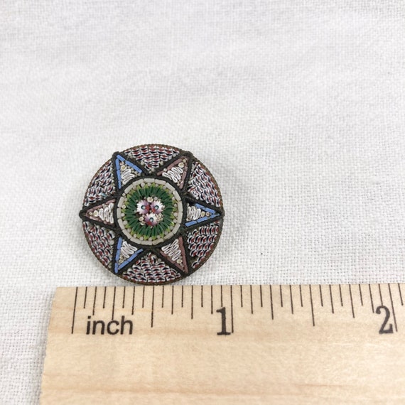 Micro mosaic Brooch , Millefleur Italian Glass Pin - image 8