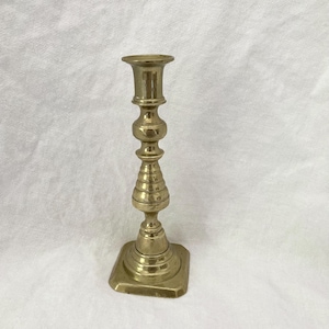 Antique Brass Push Up Candlestick, England 1890s Ejector Candle Holder,