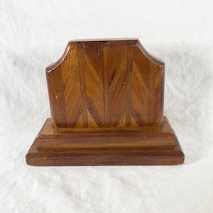 Vtg Art Deco Wooden Bookend, Single Cheveron Herringbone Wood MCM Mid Century Modern
