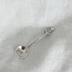 TH. Marthinsen Sterling Salt or Mustard Spoon, Silver 925, Viking Rose, Norway