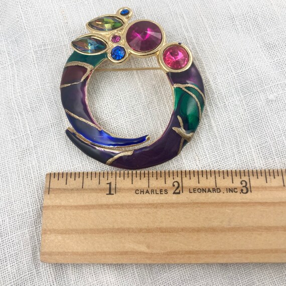Signed ECD 1980s Statement Brooch, Large Colorful… - image 5