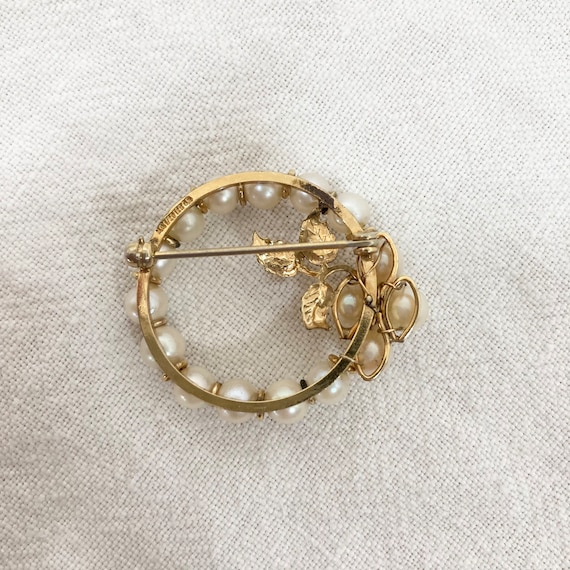 Gold Fill Pin, Faux Pearl Circle Vintage Costume … - image 7