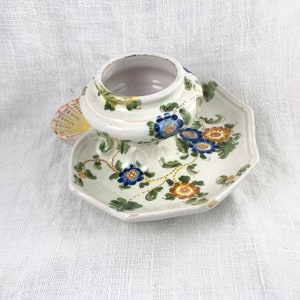 Italian Inkwell,  Antique Ceramic Faience