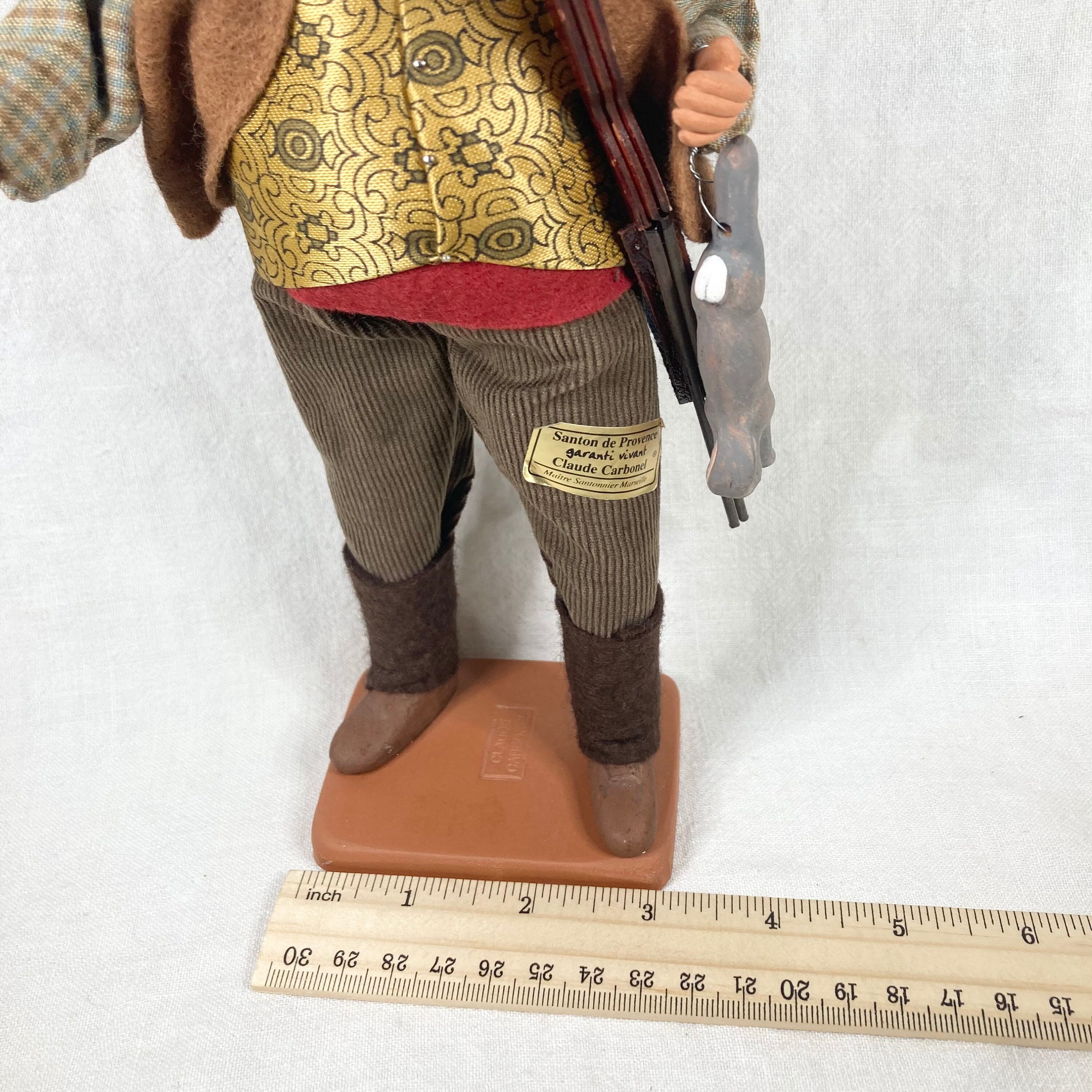 Santon CARBONEL Provence Fait Main – Chasseur Au Lapin En Terre Cuite (ancien)