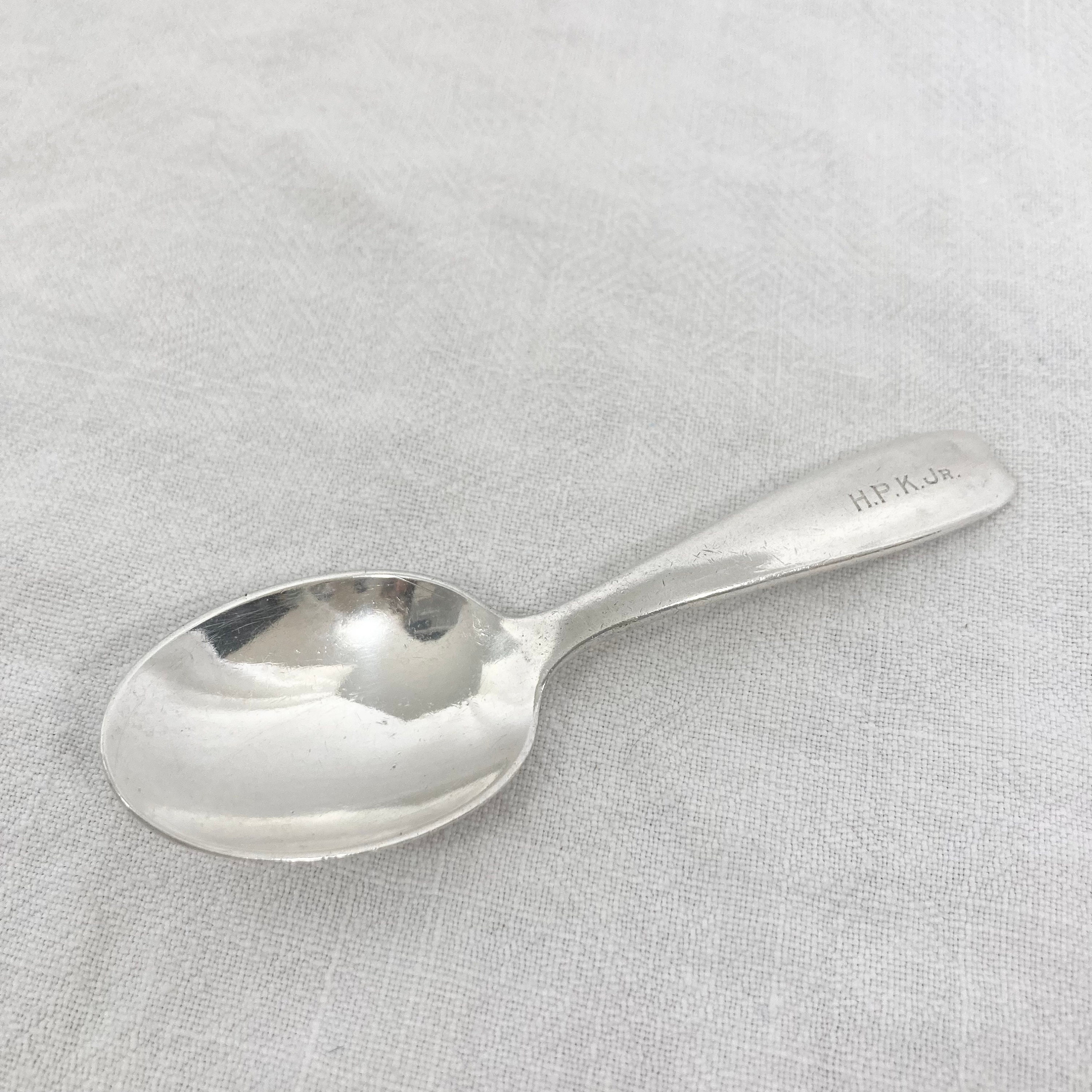 1928 Tiffany Sterling Silver Childs Spoon, Monogrammed Vintage
