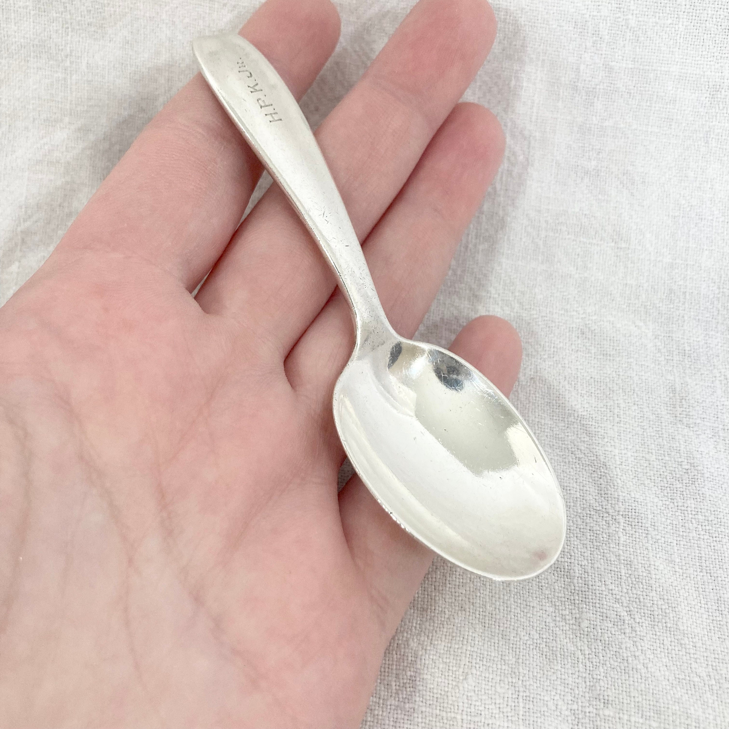 1928 Tiffany Sterling Silver Childs Spoon, Monogrammed Vintage