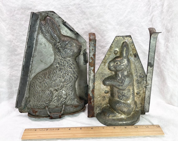 2 Large Antique Chocolate Bunny Rabbit Molds - Etsy