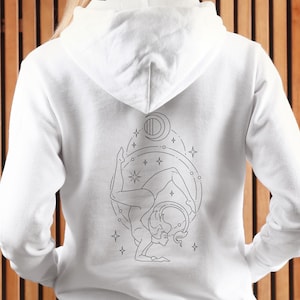 Sweatshirt astrologie kunst, sterrenkaart unisex hoodie, sterrenbeeld cadeau, hemelse kleding, top astrologie minnaar, print op achterkant