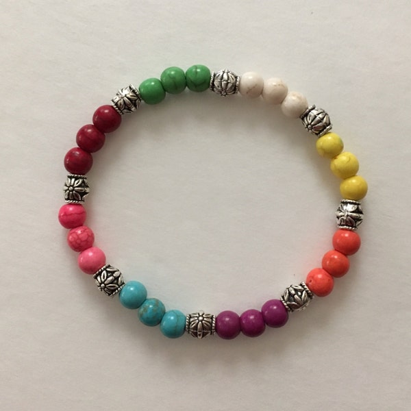 Women's Bracelets, Women's Stone Bead Bracelet, Women's Multi Color Bracelet, Women's Stretch Bracelet Multi stone bead. FREE SHIPPING