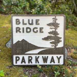 Blue Ridge Parkway Sign 18&quot; W | Large Blue Ridge Parkway Art | Blue Ridge Mountains Sign | Blue Ridge Parkway Replica Sign 18&quot; W x 17 3/8&quot;H