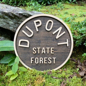 Letrero del bosque estatal de DuPont / Bosque recreativo de DuPont / Réplica del letrero de DuPont / Arte del bosque estatal de DuPont / Recuerdo de DuPont
