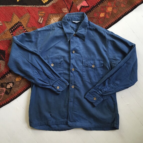 Vintage 1940's Twill Work Shirt / Indigo / Cash Sa