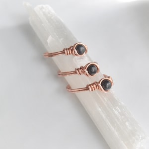 Shungite Protection Ring - Wire Wrapped Copper Ring for Grounding & Balance - Handmade Spiritual Jewelry