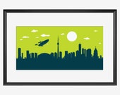 Toronto Skyline Print, The Enterprise, Star Trek Inspired print, Toronto Canada, Toronto poster, Toronto art, Star Trek print, Star Trek art