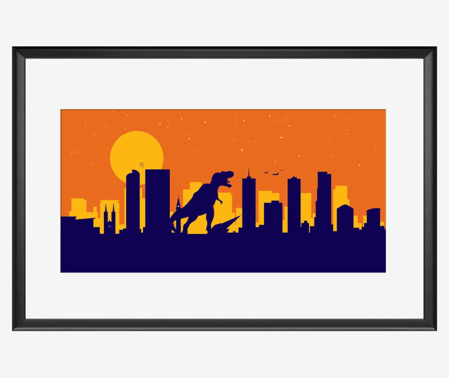 Denver Skyline Print Denver Poster Denver Print T Rex Etsy