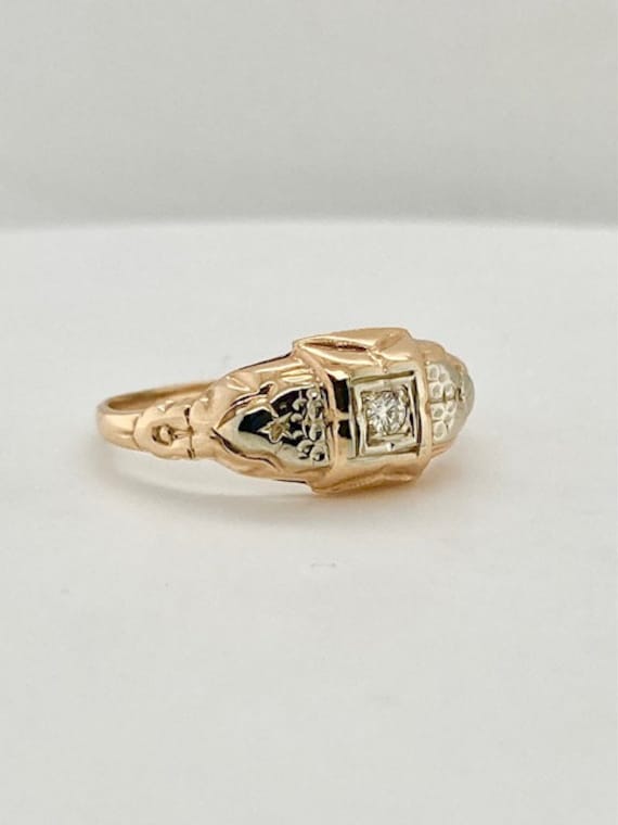 14k Yellow Gold 1930's Diamond Estate Ring