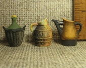 Wine Making French Country Farm Table Wooden Jug Pitcher Bottle Demijohn - French Feve Feves Porcelain Dollhouse Miniature MM16