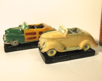 CLEARANCE American Classic VINTAGE CARS '48 Chrysler & '39 Plymouth Tiny Mini Car French Feves Figurines Dollhouse Miniatures  N2