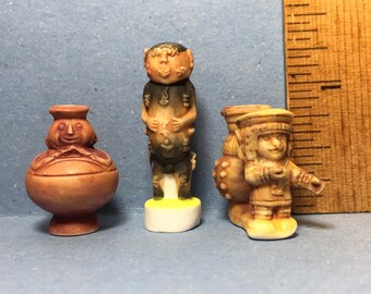 Ancient MAYAN Inca ART Artifact Dishes Dish South American Indian French Feve Feves Porcelain Ceramic Dollhouse Miniature Museum Pottery A65