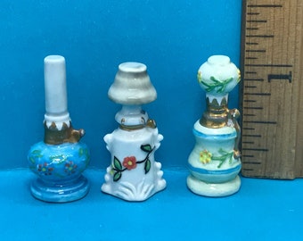 LIGHTS Lamps Oil Light Lantern Vintage Style Lightning Gas lamp Gaslight - French Feve Feves Porcelain Dollhouse Miniatures BB36