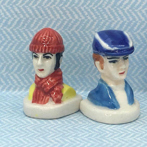 Fashionable Male Busts Men in HATS Man  Chapeau 30s 40s Fashion Hat - French Feve Feves Figurines Dollhouse Miniatures JJ81
