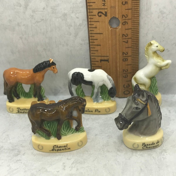 HORSE Horses Stallion Colt Mare Pony Parade of Horses Breed Camargue Trotter Argentine French Feve Feves Porcelain Dollhouse Miniatures D33