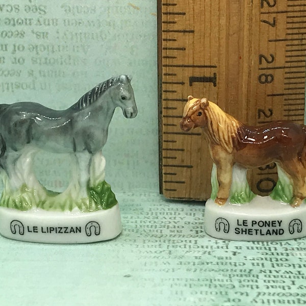 HORSES Breeds Lipizzaner Stallion Shetland Pony Horse French Feve Feves Porcelain Figurines Dollhouse Miniatures Mini Figures GG93